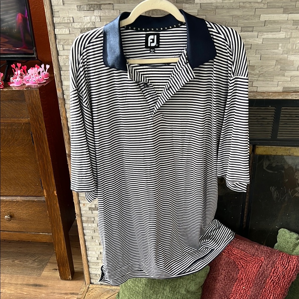 FootJoy Navy and White Striped Men's Shirt